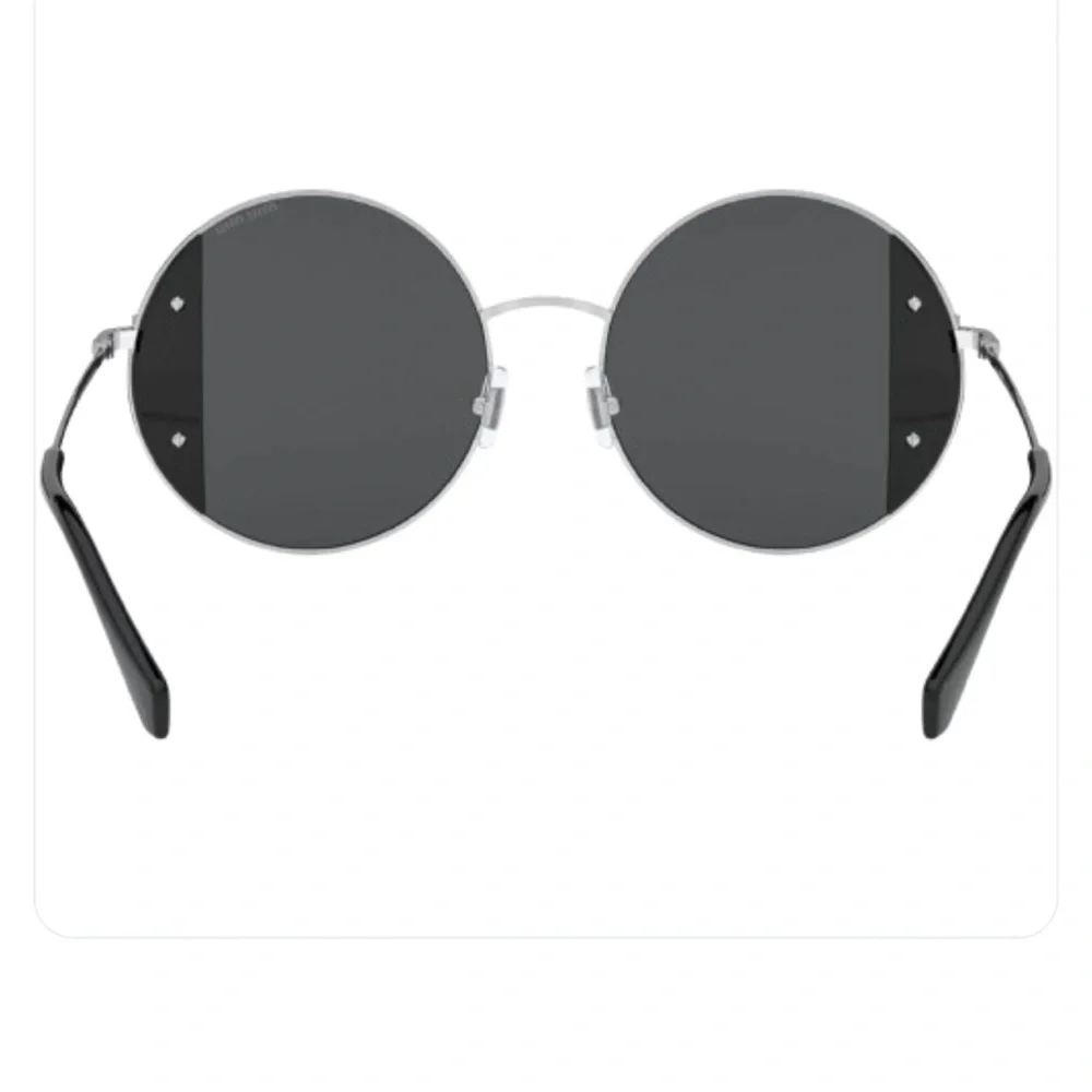 NEW MIU MIU Sunglasses MU 57VS Swarovski Crystal Round Silver Black Case & Box